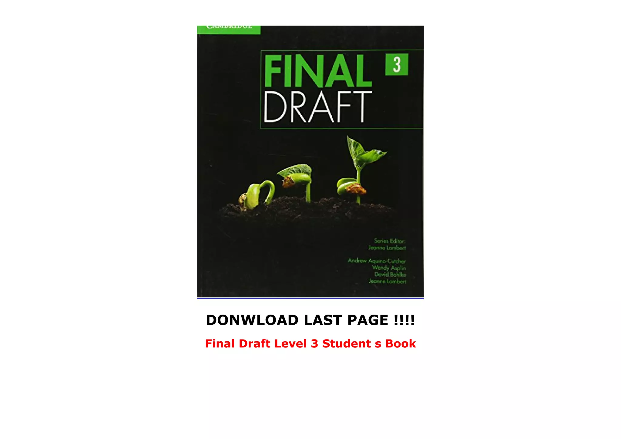 Final Draft Level 3 Student s Book PPT