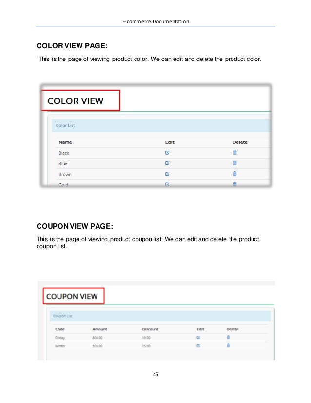 Ecommerce documentation