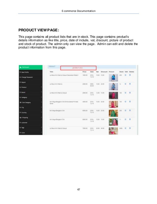 Ecommerce documentation