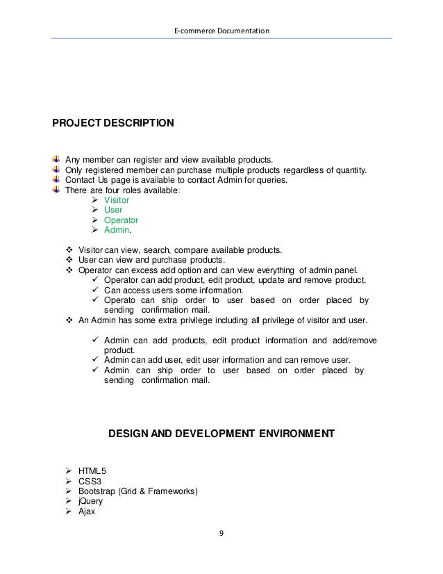 Ecommerce documentation