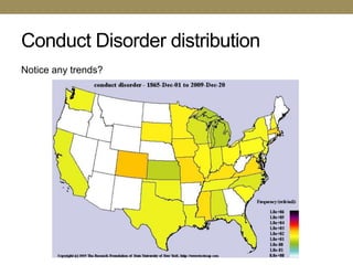 Conduct Disorder distribution
Notice any trends?
 