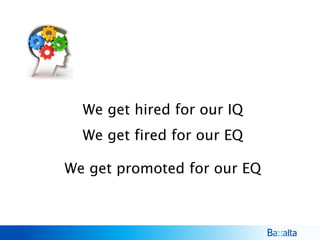We get promoted for our EQ
We get hired for our IQ
We get fired for our EQ
 