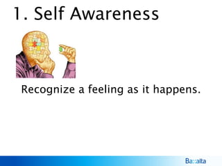 1. Self Awareness
Recognize a feeling as it happens.
 