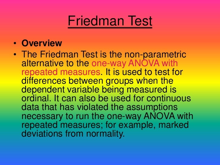 Friedman Test A Presentation