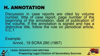 Scra Annotation Format Sample Legal Research & Writing: Citing Secondary Sources | PPTX