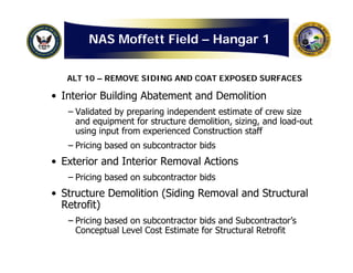 Navy: Hangar One Detailed Cost Estimate