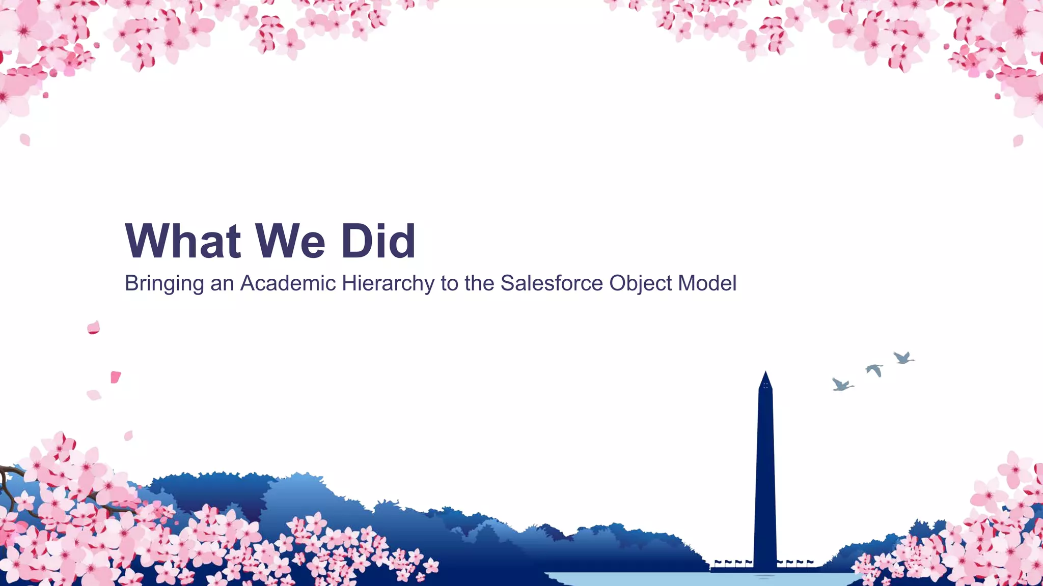What We Did
Bringing an Academic Hierarchy to the Salesforce Object Model
 