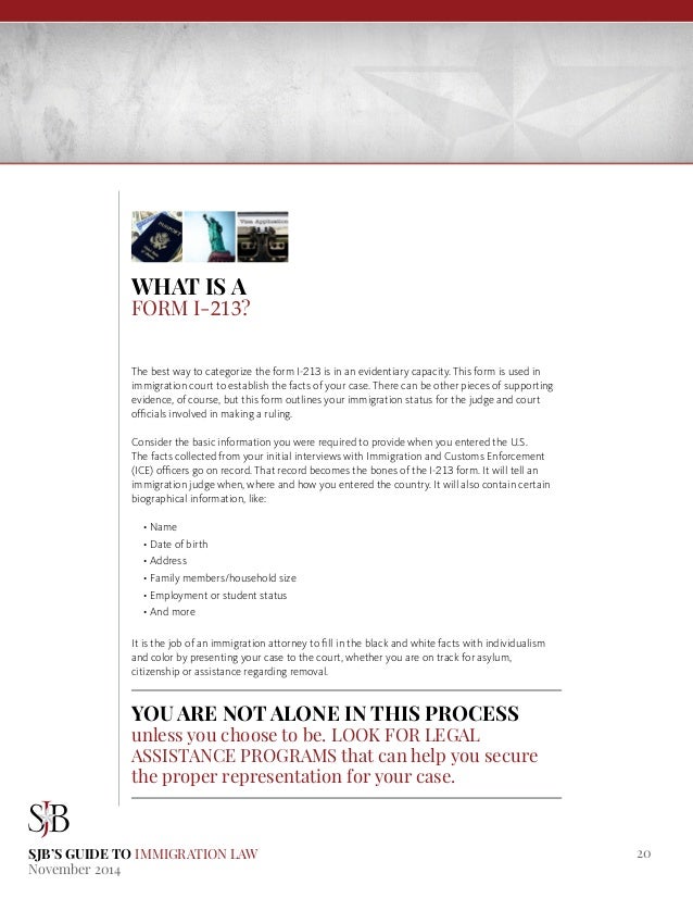sjbs guide to immigration law part i form i 213