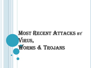 MOST RECENT ATTACKS BY
VIRUS,
WORMS & TROJANS
 