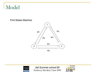 Model Jtel Summer school 09 Terchova, Slovakia 2 June 2009 Finit States Machine 