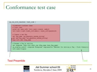 Test Preamble   Test Conformance test case Jtel Summer school 09 Terchova, Slovakia 2 June 2009 