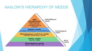 MASLOW’S HIERARCHY OF NEEDS
 