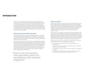 4 5
AN ACTION PLAN FOR NEW RURAL POLICY
Beyond the paradigm
Today, there is a need to move beyond the paradigm. Is the NRP...