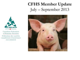 CFHS Member Update
July – September 2013
 