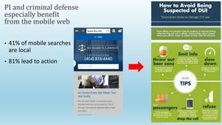 PI and criminal defense
especially benefit
from the mobile web
 