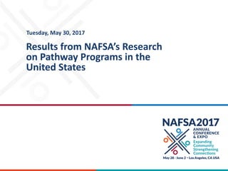 Results from NAFSA’s Research
on Pathway Programs in the
United States
Tuesday, May 30, 2017
 