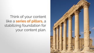 Think of your content
like a series of pillars, a
stabilizing foundation for
your content plan.
SOURCE: WIKIPEDIA
 