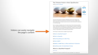 Visitors can easily navigate
the page’s content
 