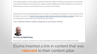 Etuma inserted a link in content that was
relevant to their content pillar.
 