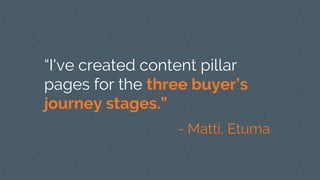 “I've created content pillar
pages for the three buyer’s
journey stages.”
- Matti, Etuma
 