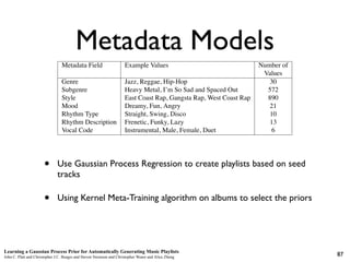paper, whenever we refer to a music metadata vector, we mean a vector consisting of 7
                            categori...