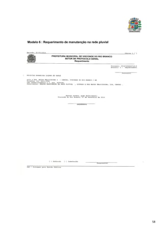 58
Modelo 6 : Requerimento de manutenção na rede pluvial
 