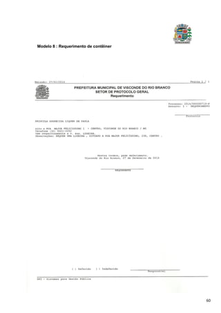 60
Modelo 8 : Requerimento de contêiner
 