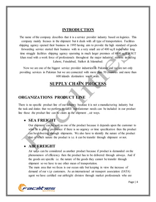 Scm Report Facilities Logistics Karachi - Supply Chain Management (SCM) Report | DOCX