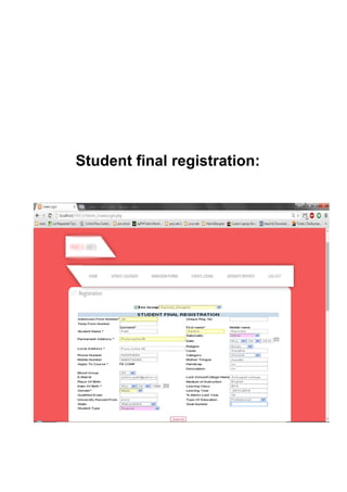 Student final registration:
 