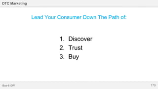 170Bus-810W
DTC Marketing
Lead Your Consumer Down The Path of:
1. Discover
2. Trust
3. Buy
 