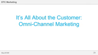29Bus-810W
DTC Marketing
It’s All About the Customer:
Omni-Channel Marketing
 