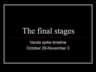 The final stages
Vanda spike timeline
October 29-November 3
 