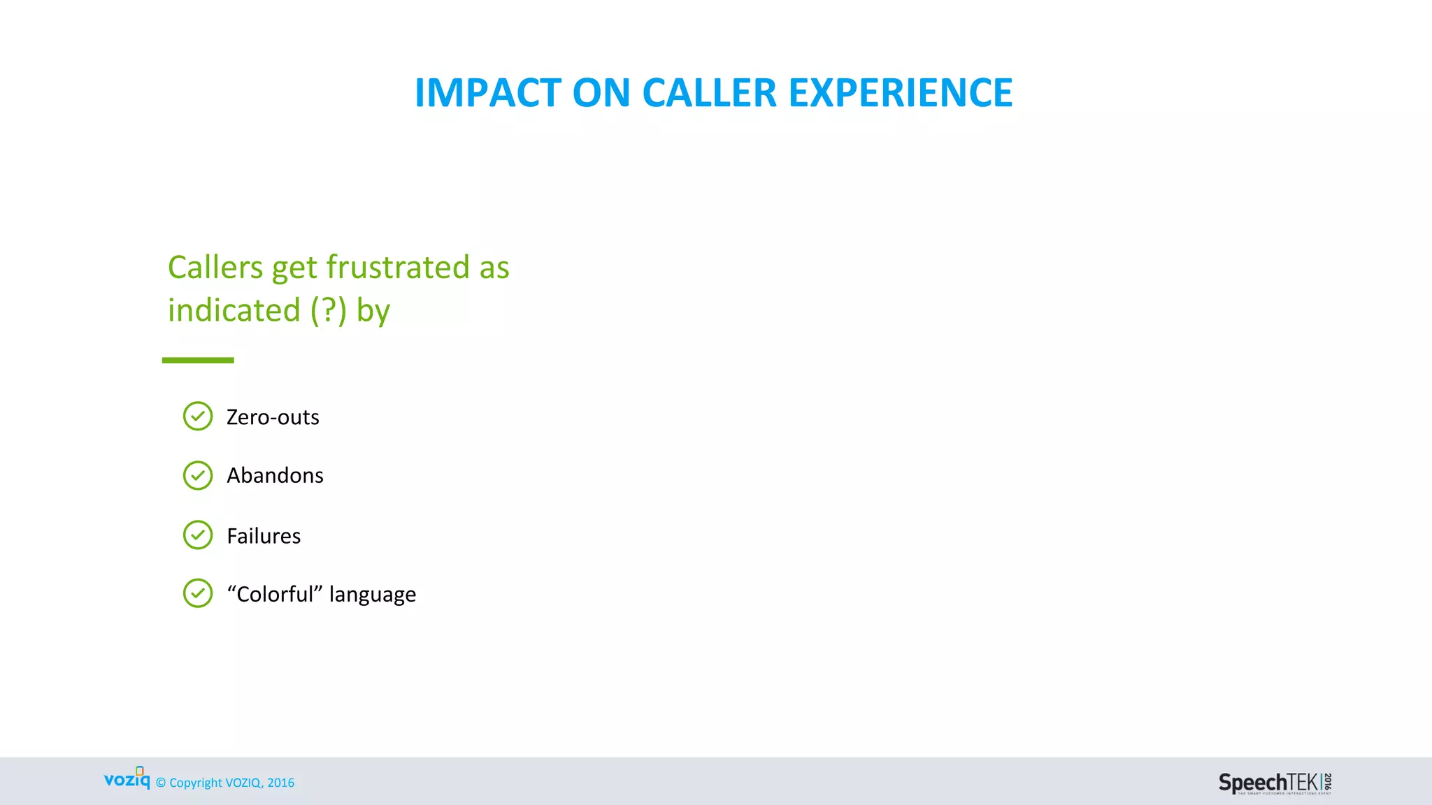 © Copyright VOZIQ, 2016
1. IVR Tuning Challenges
2. Latent Assets
3. Conclusions
 