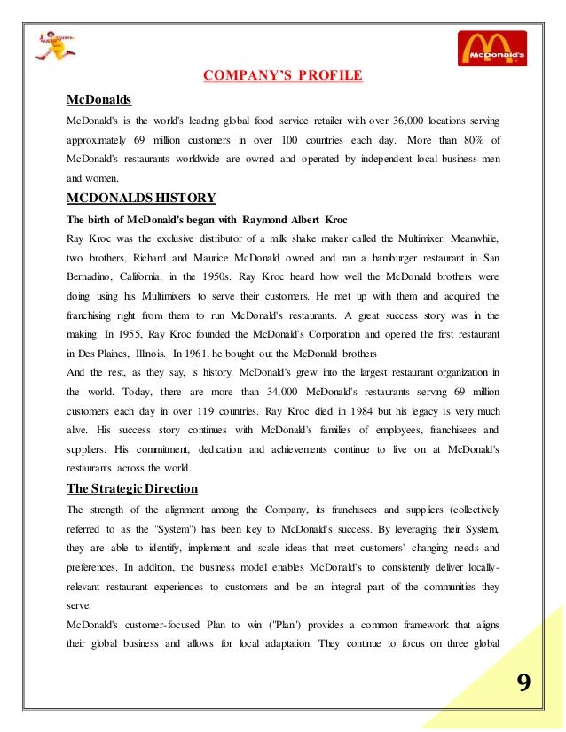 a company profile of mcdonalds corporation Grow your business by getting in touch with the decision makers of mcdonald's corporation. a company profile of mcdonalds corporation Grow your business by getting in touch with the decision makers of mcdonald's corporation.