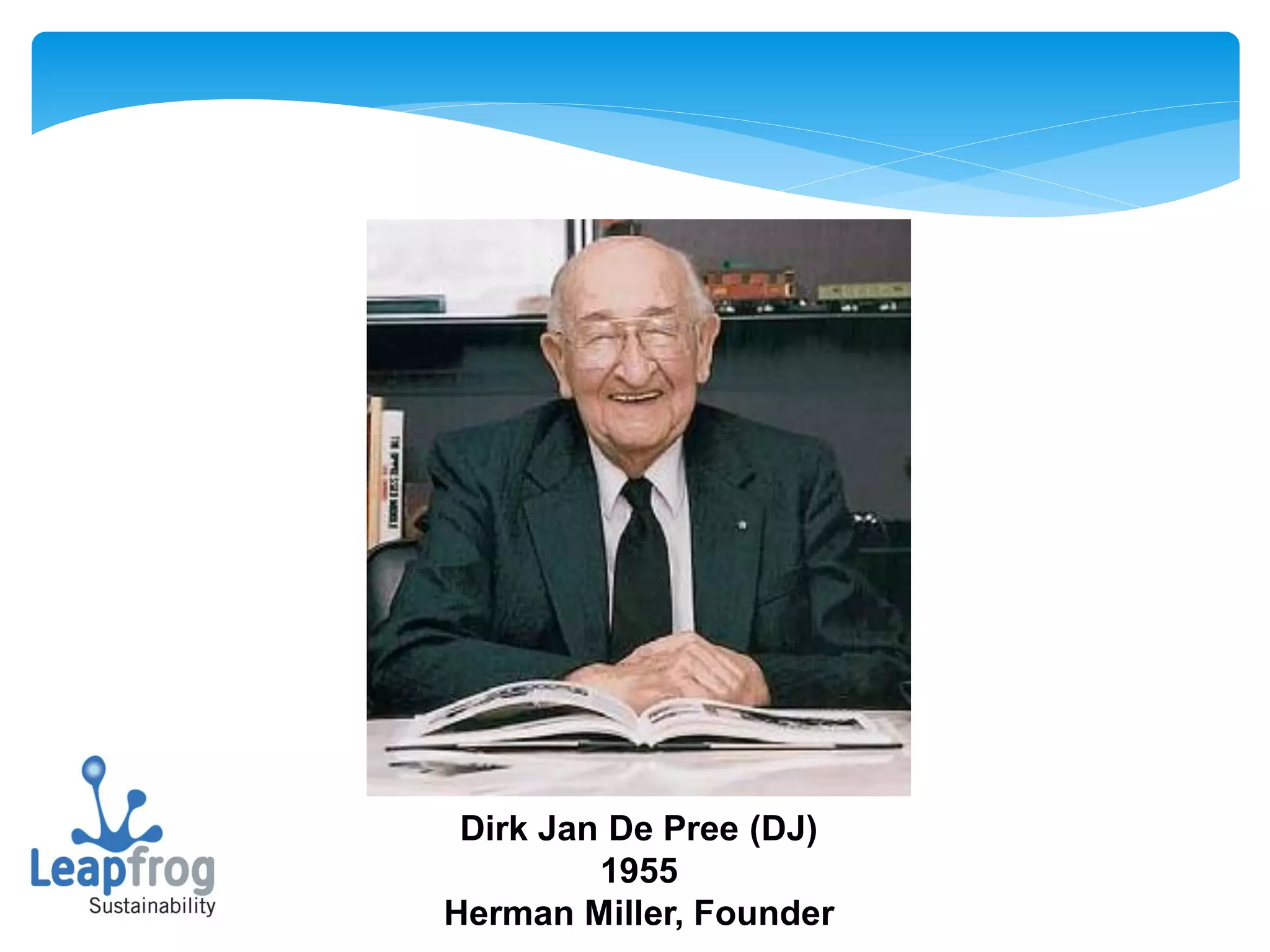 Dirk Jan De Pree (DJ)
         1955
Herman Miller, Founder
 