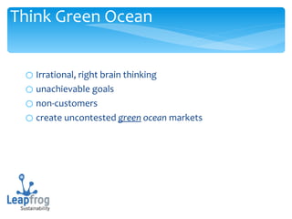 Irrational, right brain thinking unachievable goals non-customers create uncontested  green  ocean  markets Think Green Ocean 