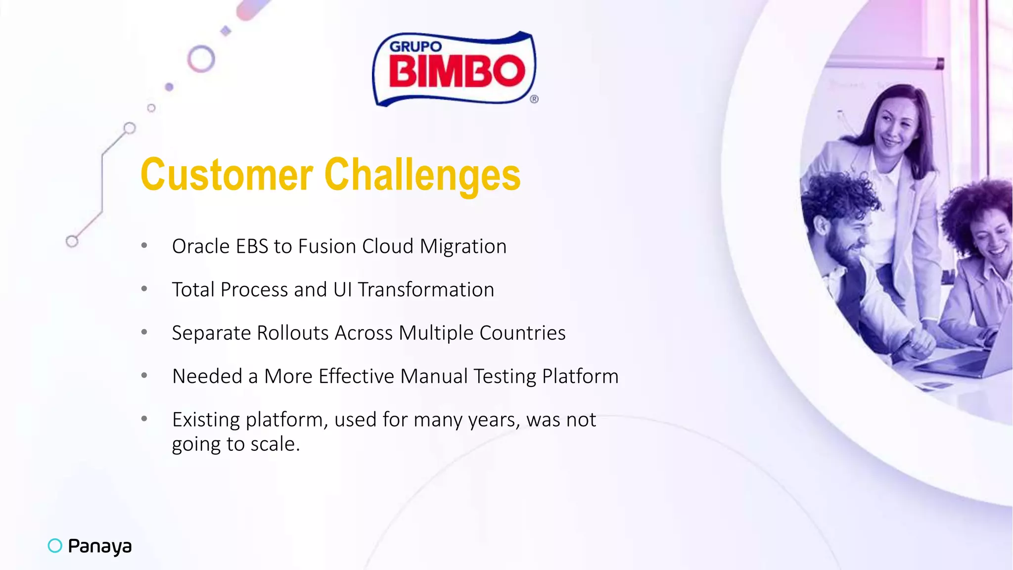 Customer Challenges
• Oracle EBS to Fusion Cloud Migration
• Total Process and UI Transformation
• Separate Rollouts Across Multiple Countries
• Needed a More Effective Manual Testing Platform
• Existing platform, used for many years, was not
going to scale.
 