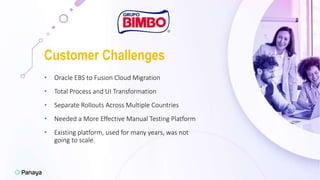 Customer Challenges
• Oracle EBS to Fusion Cloud Migration
• Total Process and UI Transformation
• Separate Rollouts Across Multiple Countries
• Needed a More Effective Manual Testing Platform
• Existing platform, used for many years, was not
going to scale.
 