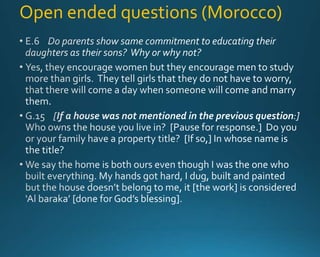 Open ended questions (Morocco) 
 
