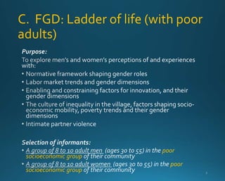 C. FGD: Ladder of life (with poor 
adults) 
poor 
socioeconomic group 
poor 
socioeconomic group 
 