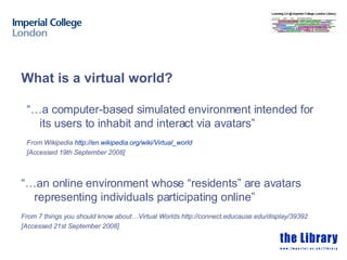 Virtual Worlds And Second Life | PPT
