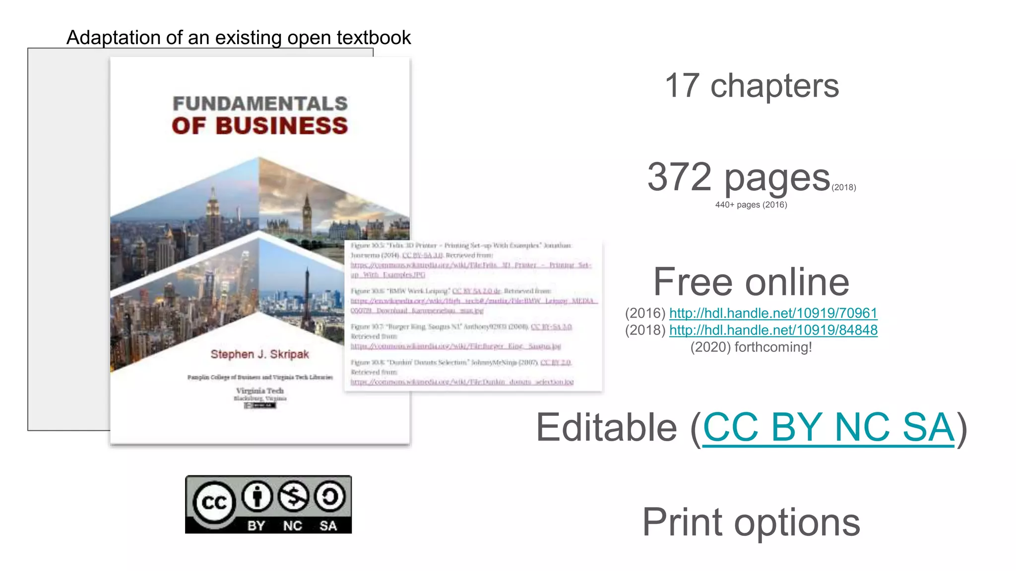 17 chapters
372 pages(2018)
440+ pages (2016)
Free online
(2016) http://hdl.handle.net/10919/70961
(2018) http://hdl.handle.net/10919/84848
(2020) forthcoming!
Editable (CC BY NC SA)
Print options
Adaptation of an existing open textbook
 