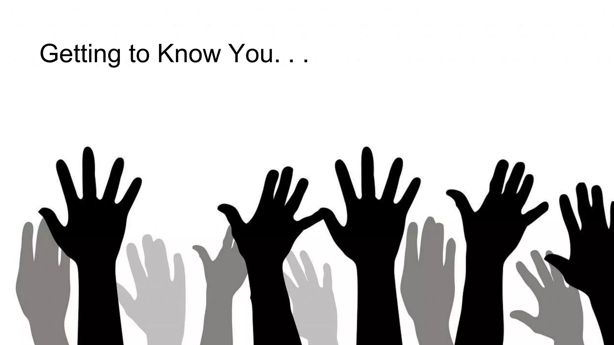 Getting to Know You. . .
 