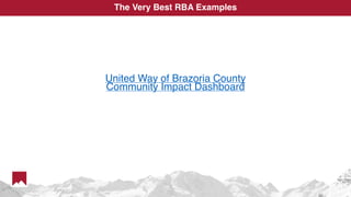 United Way of Brazoria County
Community Impact Dashboard
The Very Best RBA Examples
 