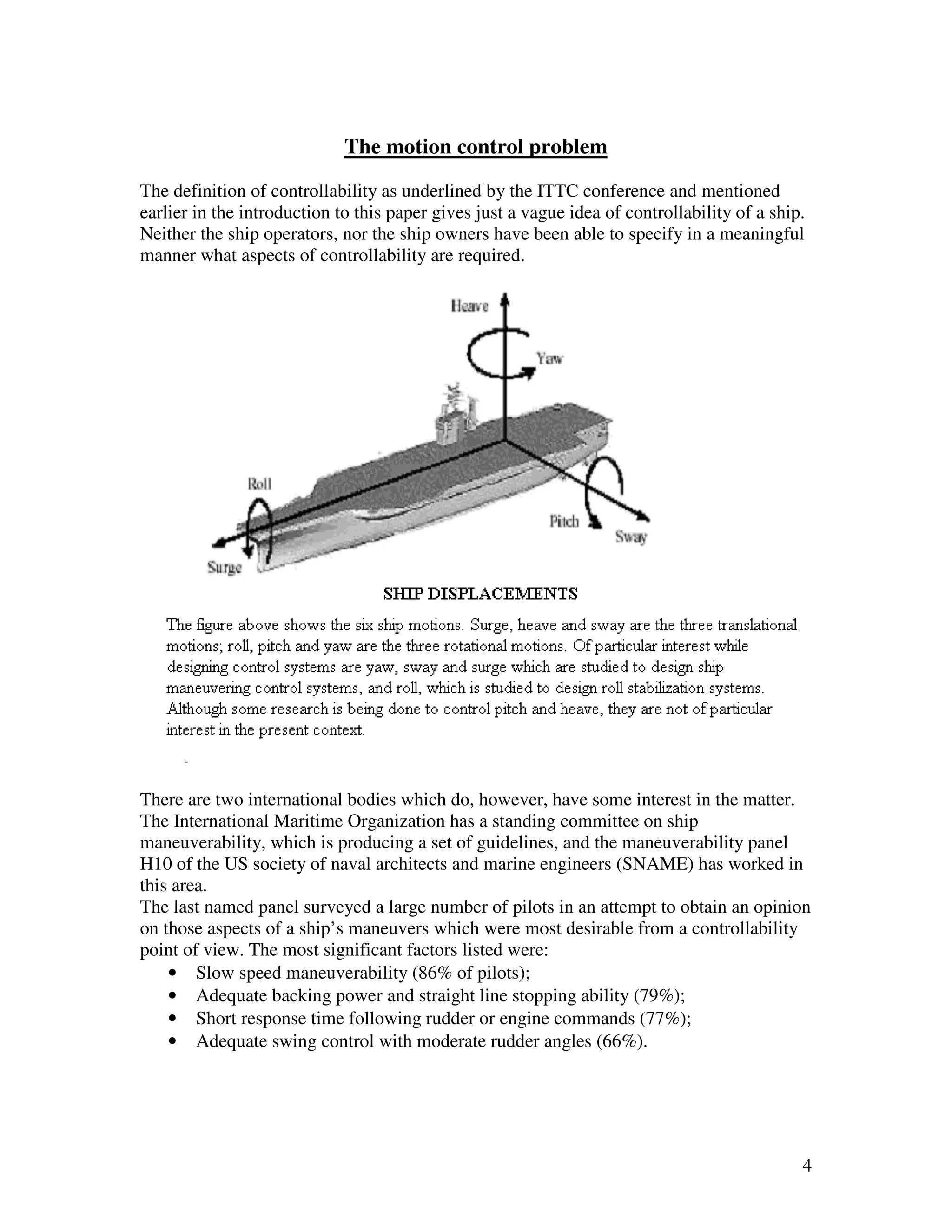 Motion stability and control in marine surface vessels | PDF