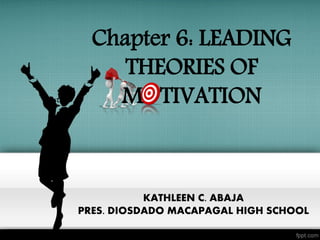 KATHLEEN C. ABAJA
PRES. DIOSDADO MACAPAGAL HIGH SCHOOL
Chapter 6: LEADING
THEORIES OF
M TIVATION
 