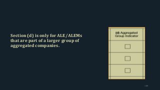 Section (d) is only for ALE/ALEMs
that are part of a larger group of
aggregated companies.
189
 