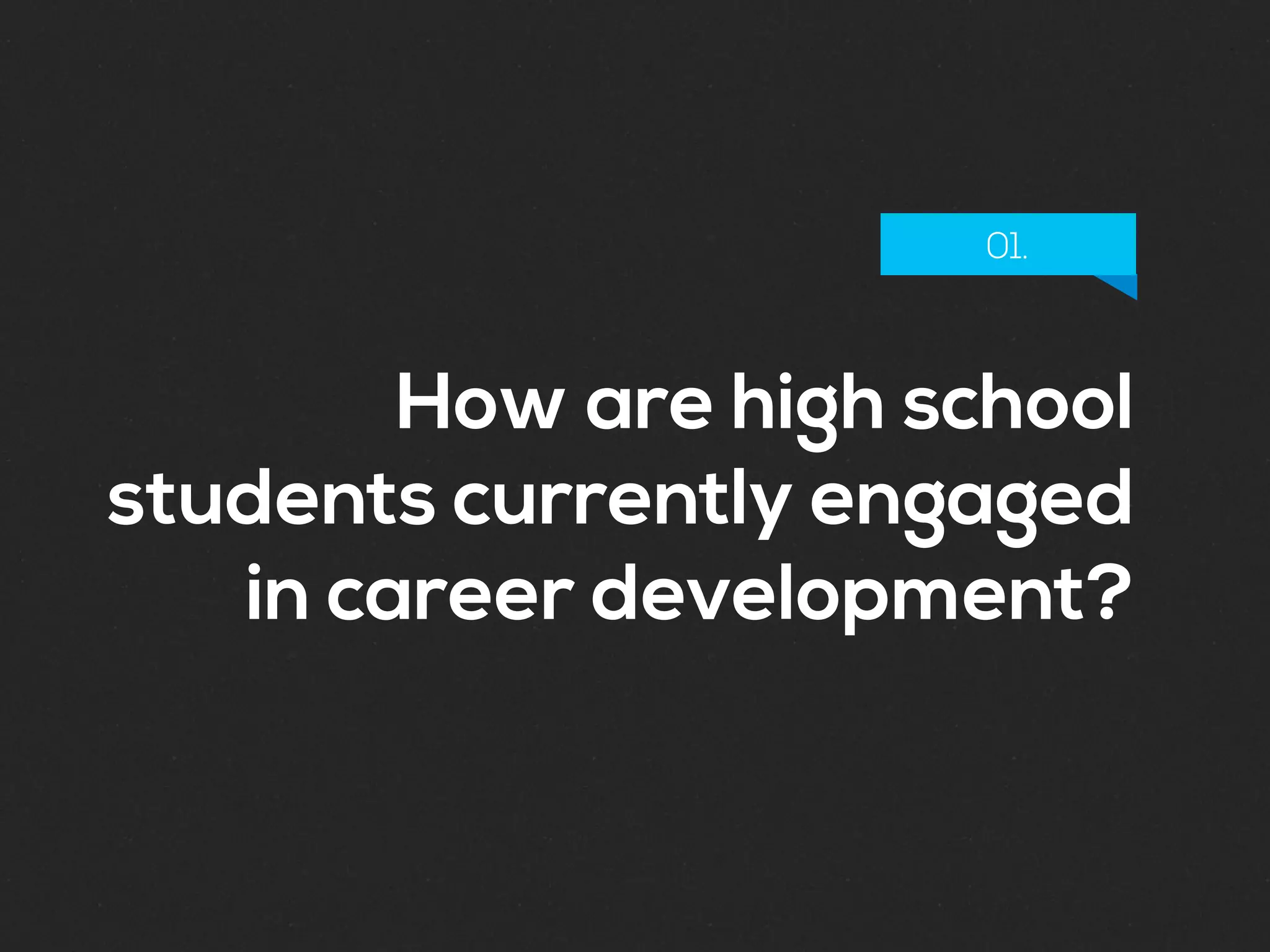 How are high school
students currently engaged
in career development?
01.
 