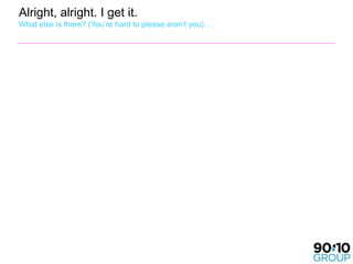 Alright, alright. I get it.
What else is there? (You’re hard to please aren’t you)….
 