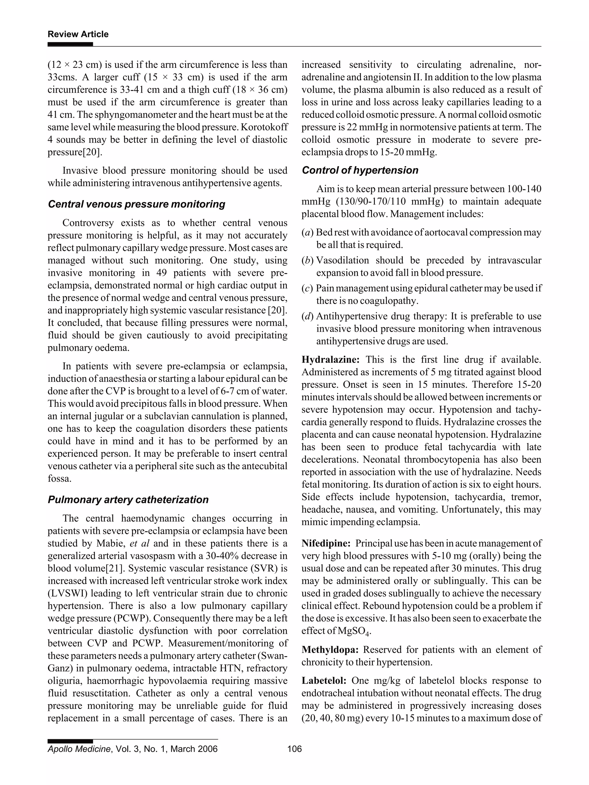 Intensive Care Management of Severe Pre-eclampsia and Eclampsia | PDF